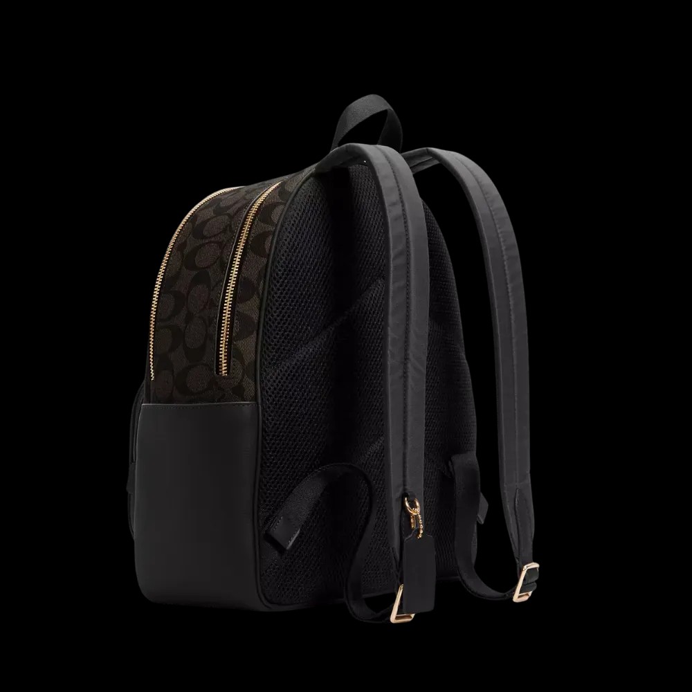 Coach Court Backpack In Signature Canvas Brown Black - HypeFly India View 2