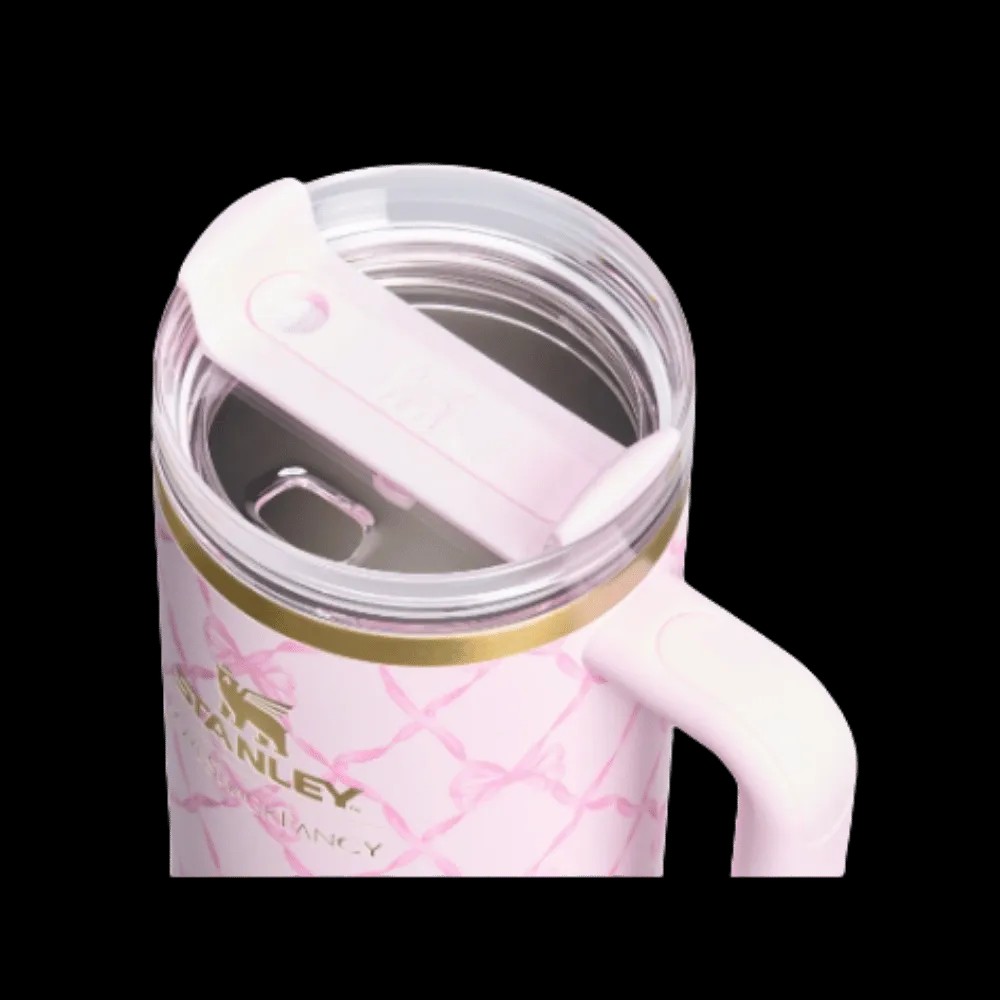 Stanley Stanley 1913 x LoveShackFancy Holiday Quencher H2.0 FlowState Tumbler (40OZ) Baby Bow Pink Peppermint - HypeFly India View 3