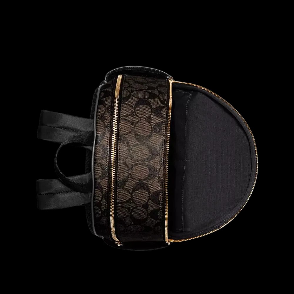 Coach Court Backpack In Signature Canvas Brown Black - HypeFly India View 3