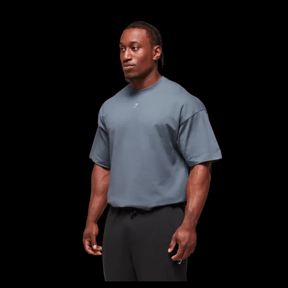 Gymshark Forged By Iron T-Shirt Extreme Oversized Fit Iron Blue - HypeFly India View 2