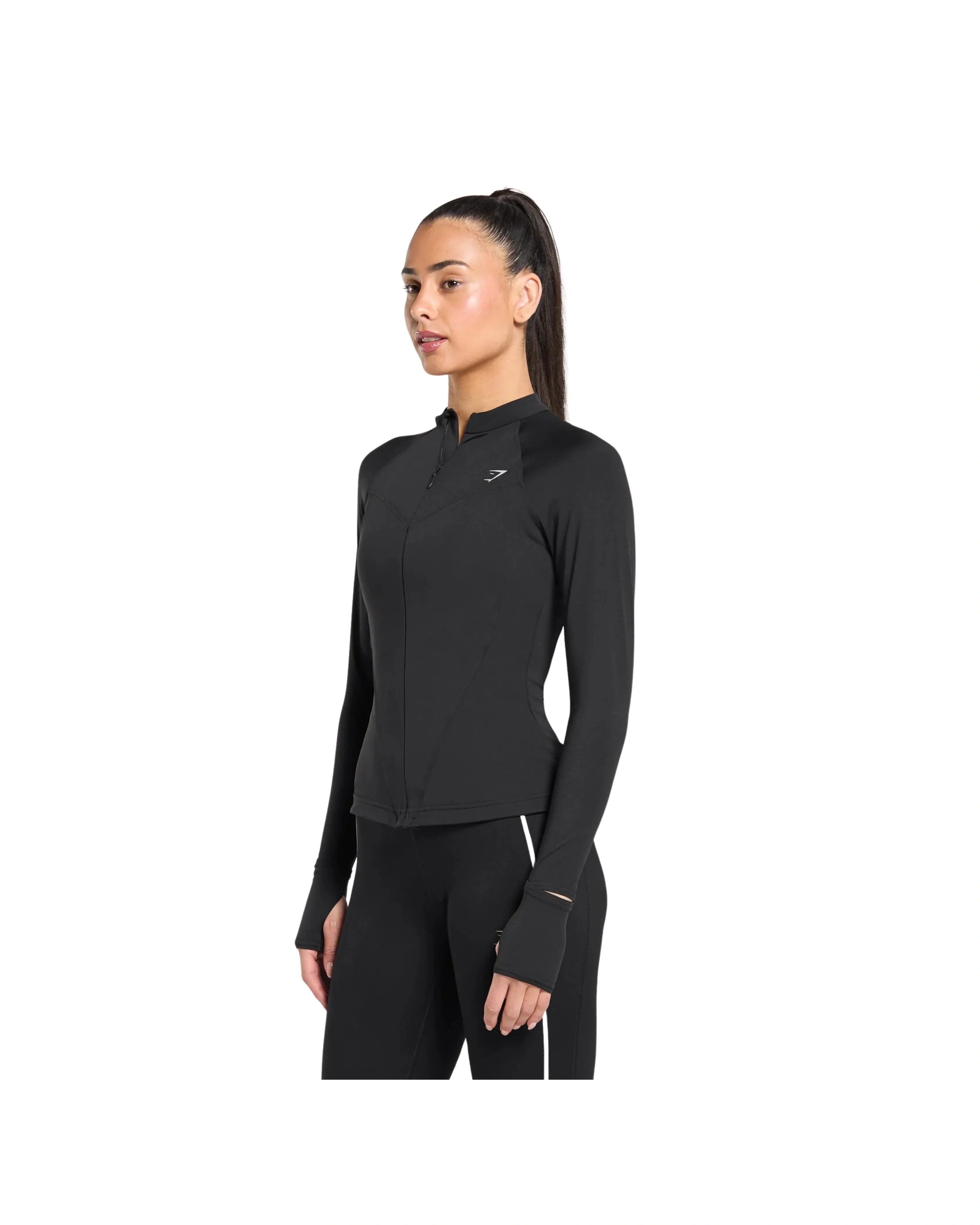 Gymshark Running Full Zip Jacket Black - HypeFly India View 3