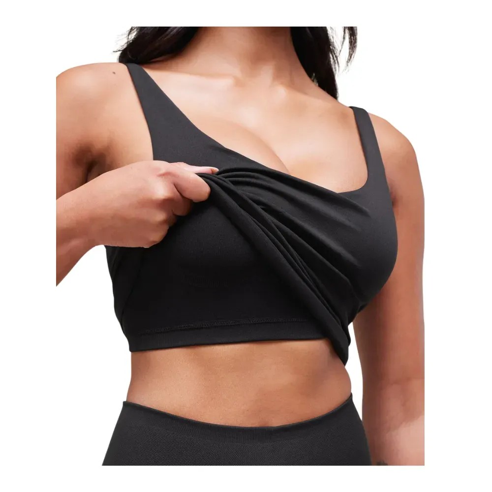 Gymshark Soft Sculpt Tank With Shelf Black - HypeFly India View 5
