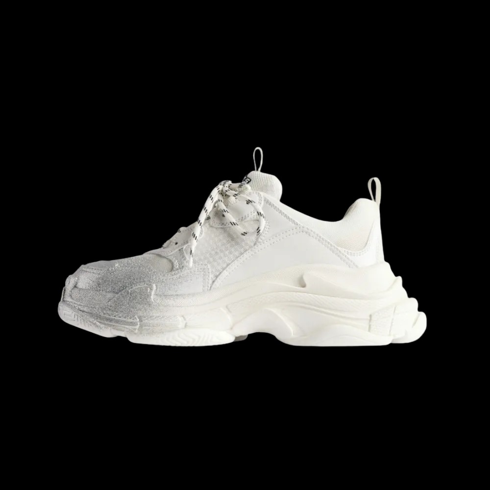 Balenciaga Triple S Glitter Spray Sneaker In Silver - HypeFly India View 3