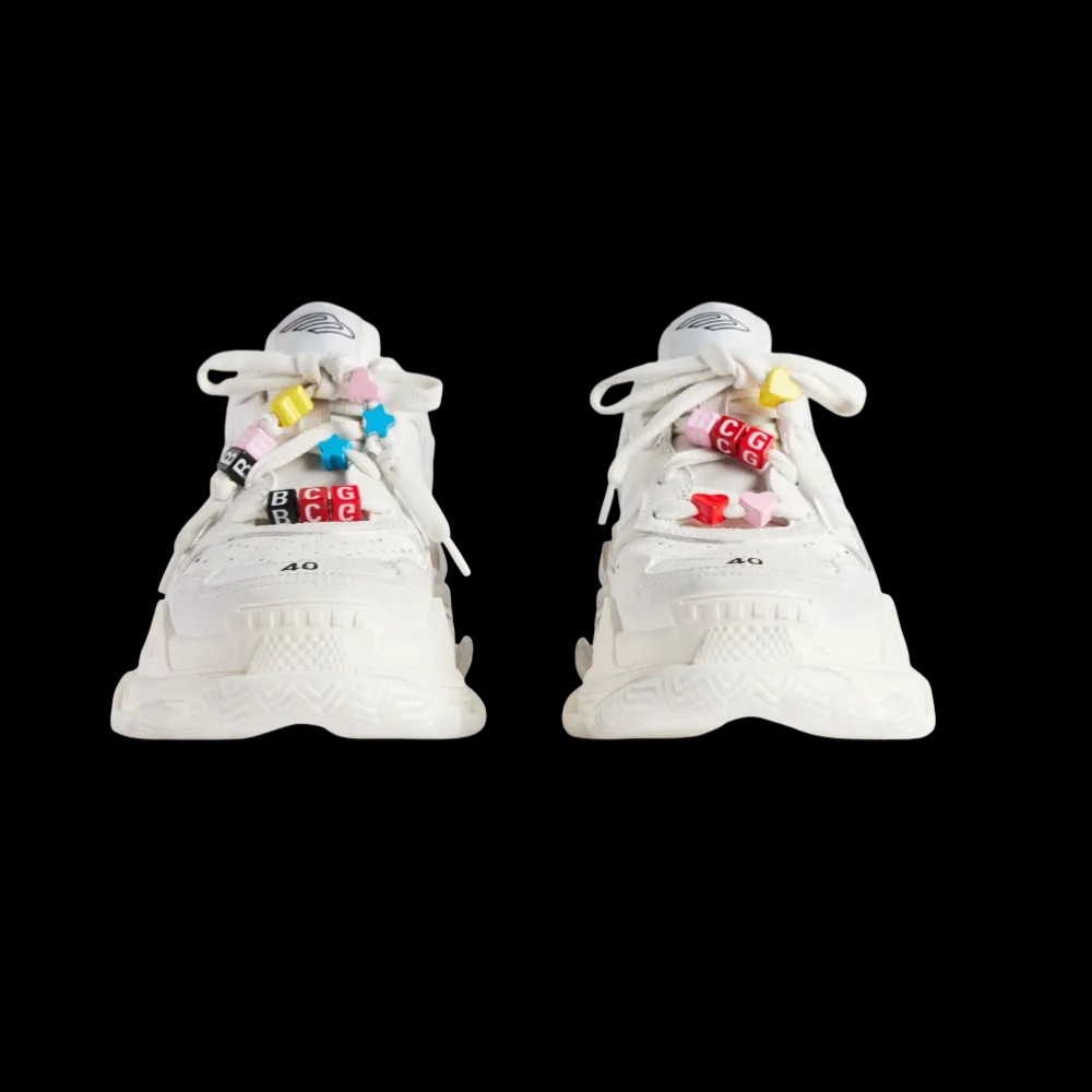 Balenciaga Triple S Sporty Sneaker With Charms In White - HypeFly India View 4