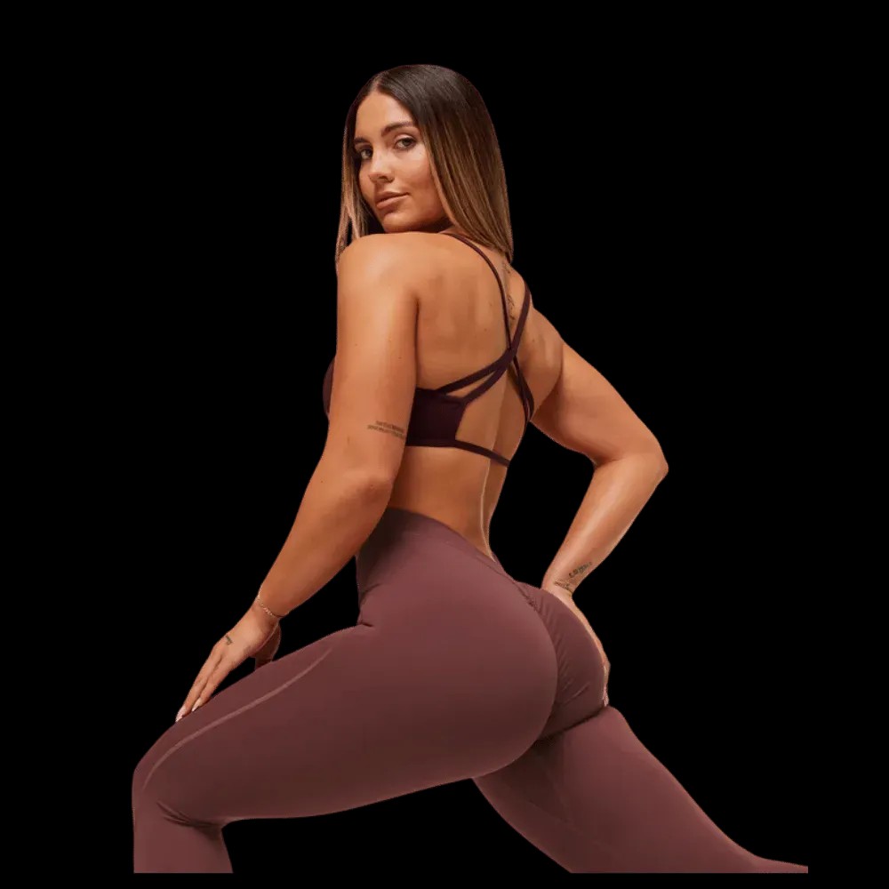 Gymshark Lifting Dipped Waistband Leggings Burgundy Brown - HypeFly India View 4