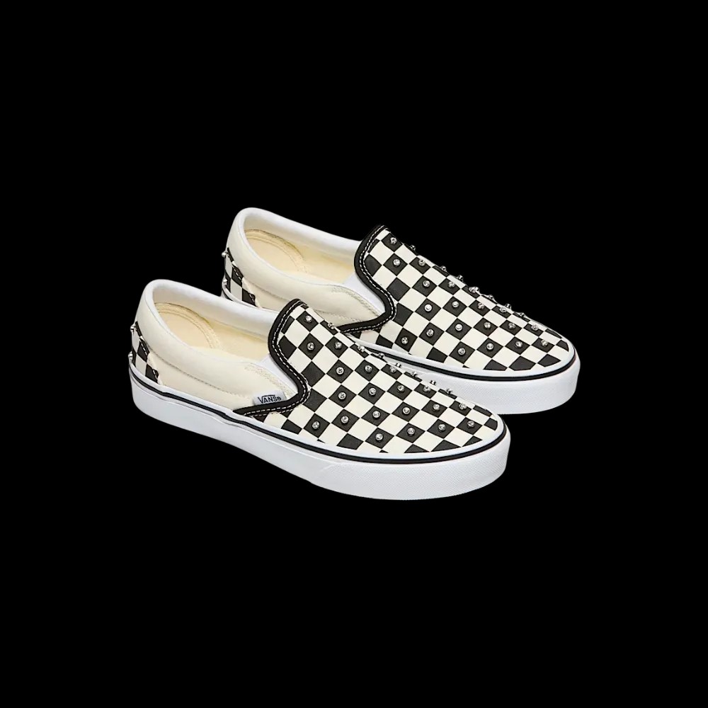Vans Classic Slip-On Checkerboard Shoe Black And White - HypeFly India View 5