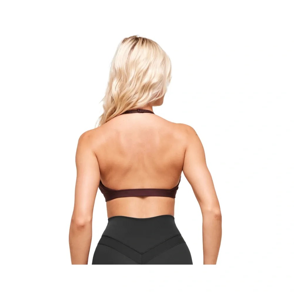 Gymshark Minimal Halterneck Sports Bra - Light Support Cherry Purple - HypeFly India View 2