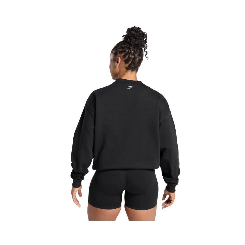 Gymshark Lifting Essentials Graphic Brushed Oversized Sweatshirt Black - HypeFly India View 3