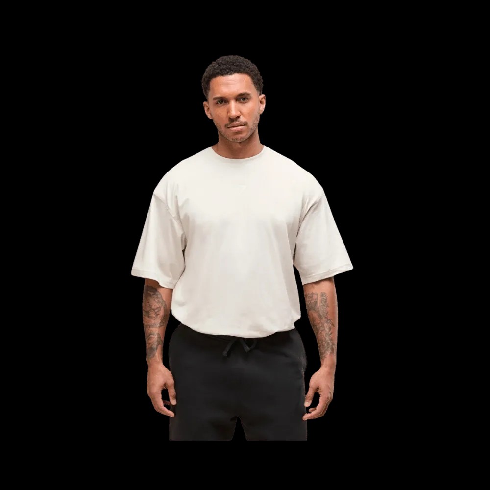 Gymshark Power T-Shirt Oversized Fit Oat White - HypeFly India View 3