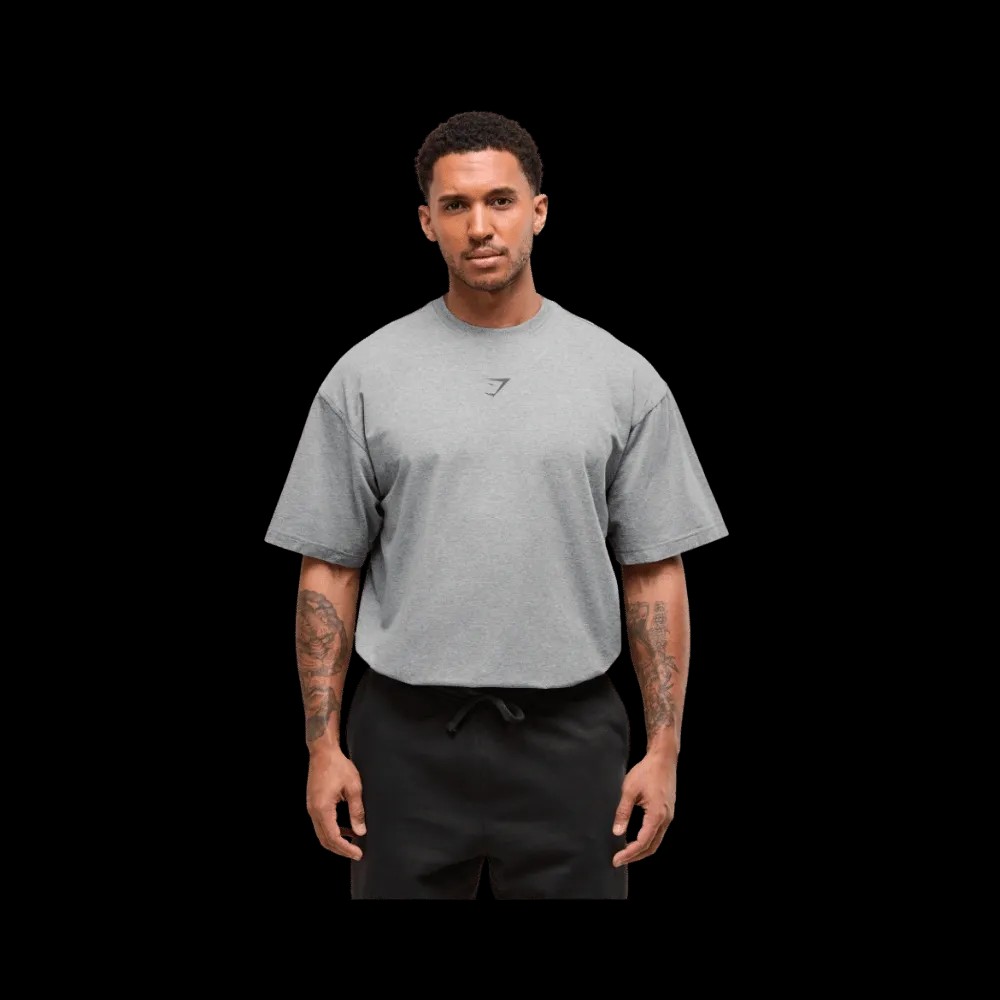 Gymshark Power T-Shirt Oversized Fit Charcoal Core Marl/Trail Green - HypeFly India View 2