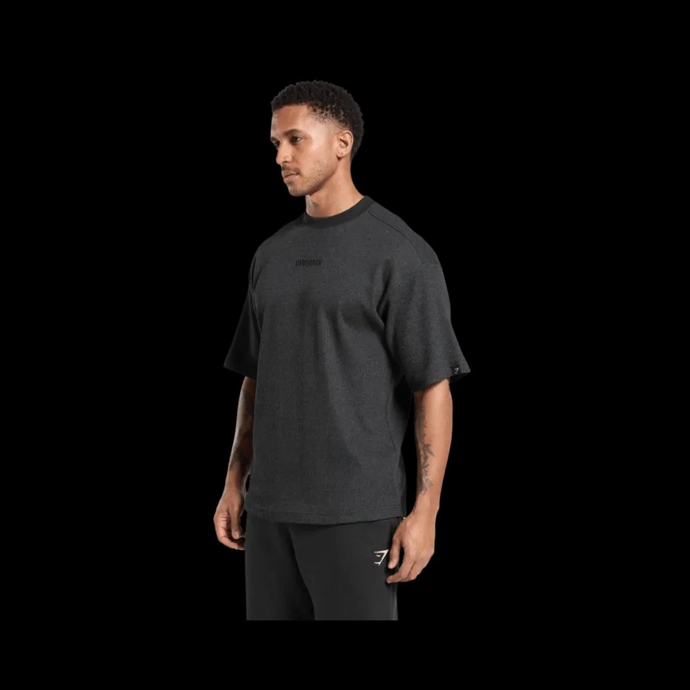 Gymshark Waffle Oversized T-Shirt Oversized Fit Black - HypeFly India View 4