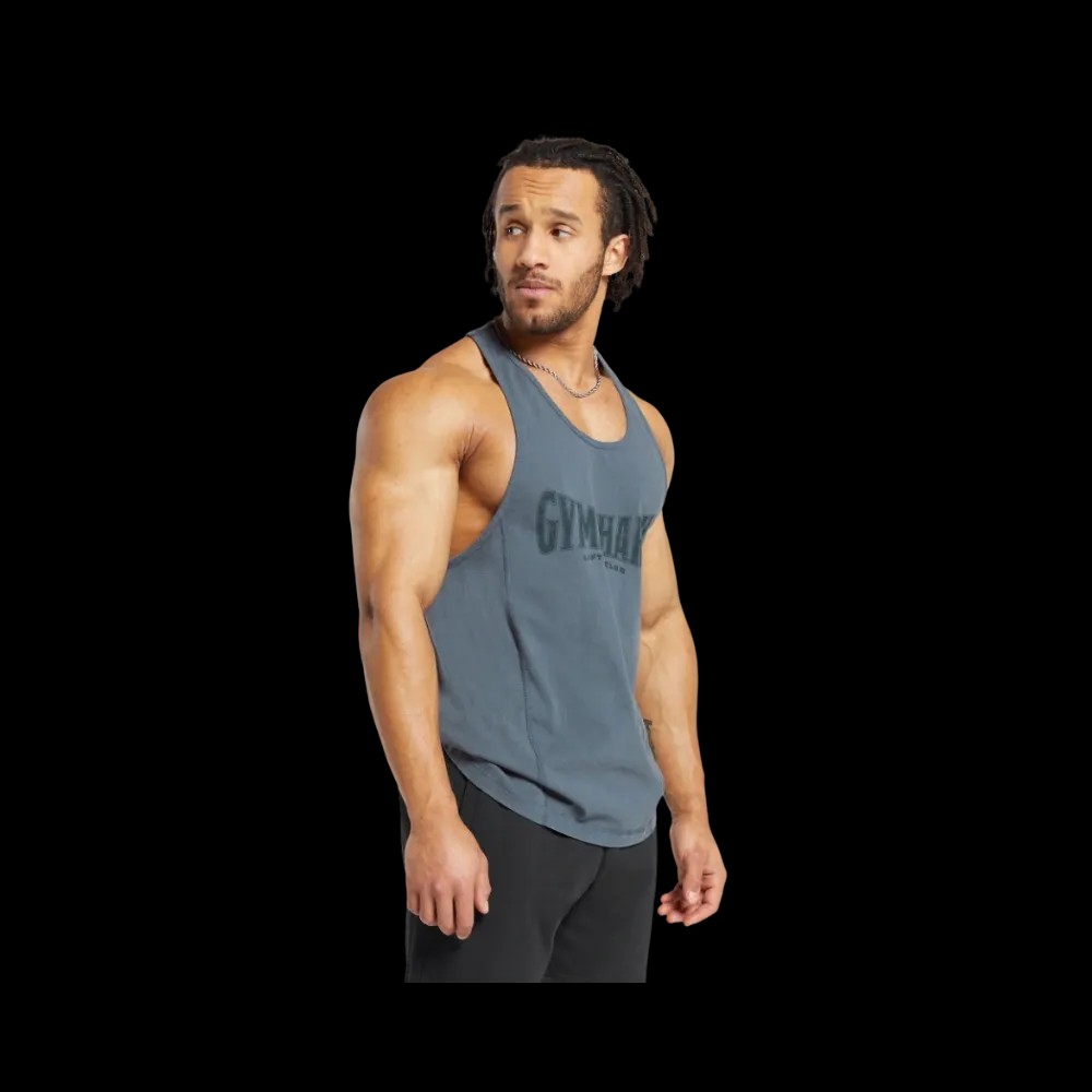 Gymshark Heritage Washed Stringer Titanium Blue - HypeFly India View 3