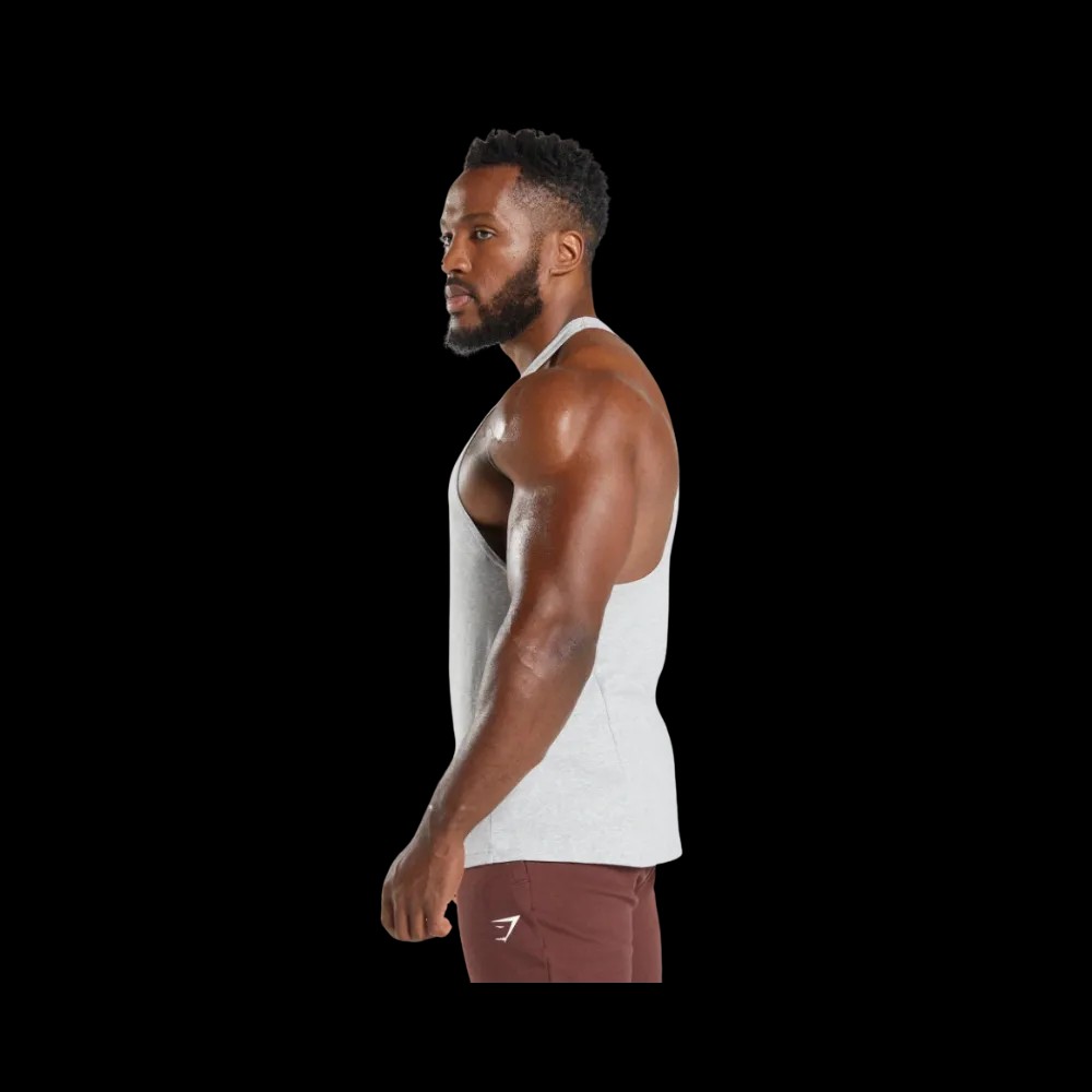 Gymshark React Stringer Slim Fit Light Grey Core Marl - HypeFly India View 4