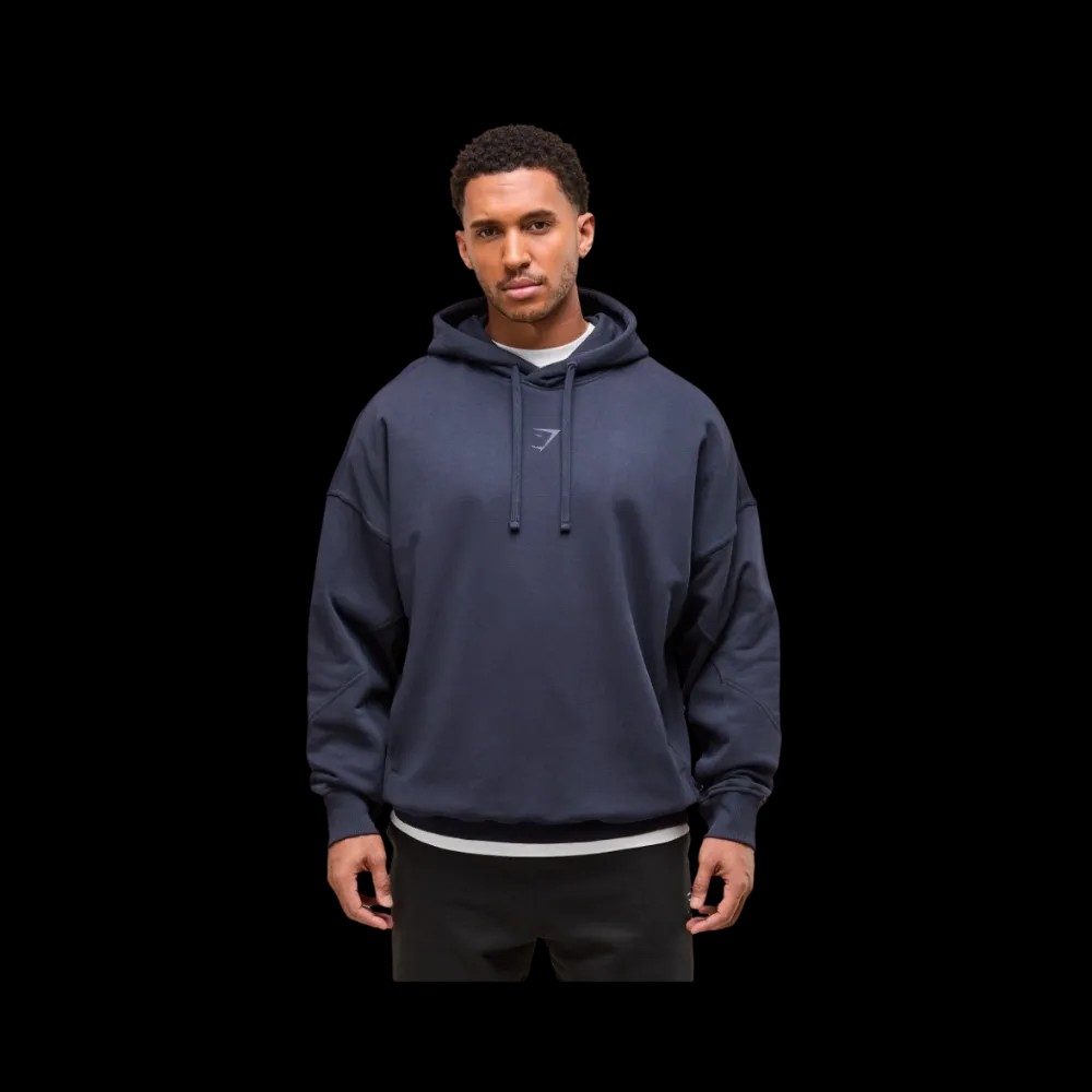 Gymshark Power Hoodie Oversized Fit Heavy Blue - HypeFly India View 2