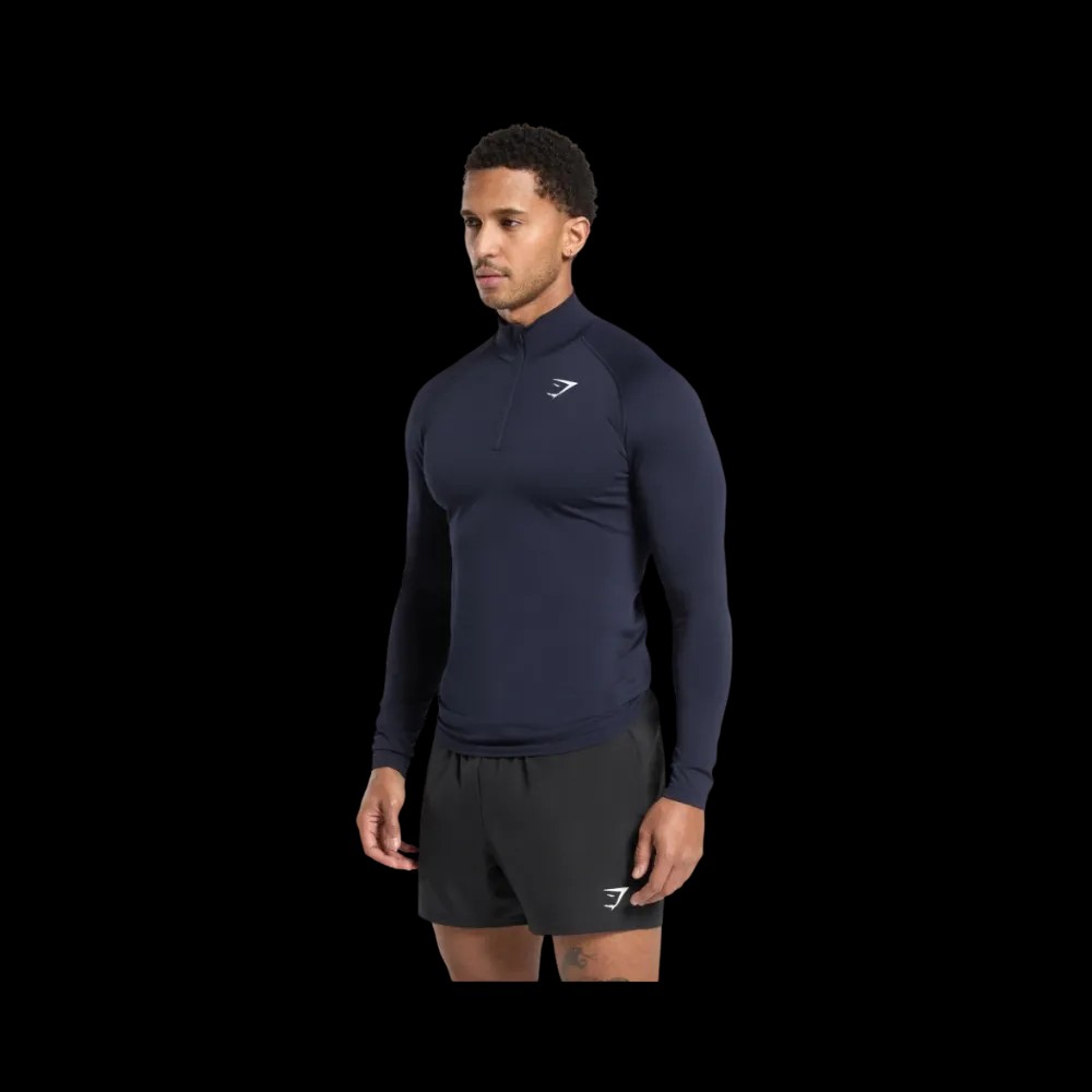 Gymshark Vital Seamless 1/4 Zip Slim Fit Navy/Heavy Blue - HypeFly India View 2