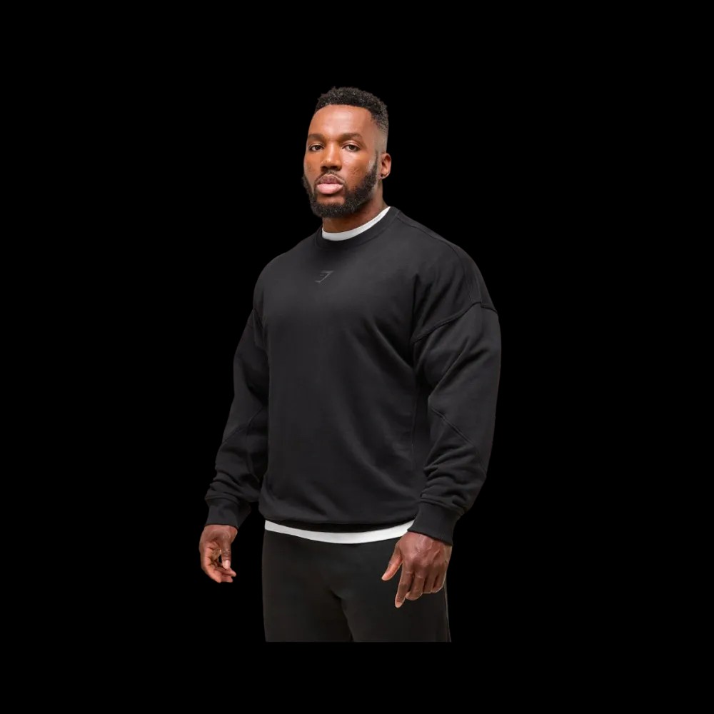 Gymshark Power Crew Oversized Fit Black - HypeFly India View 3