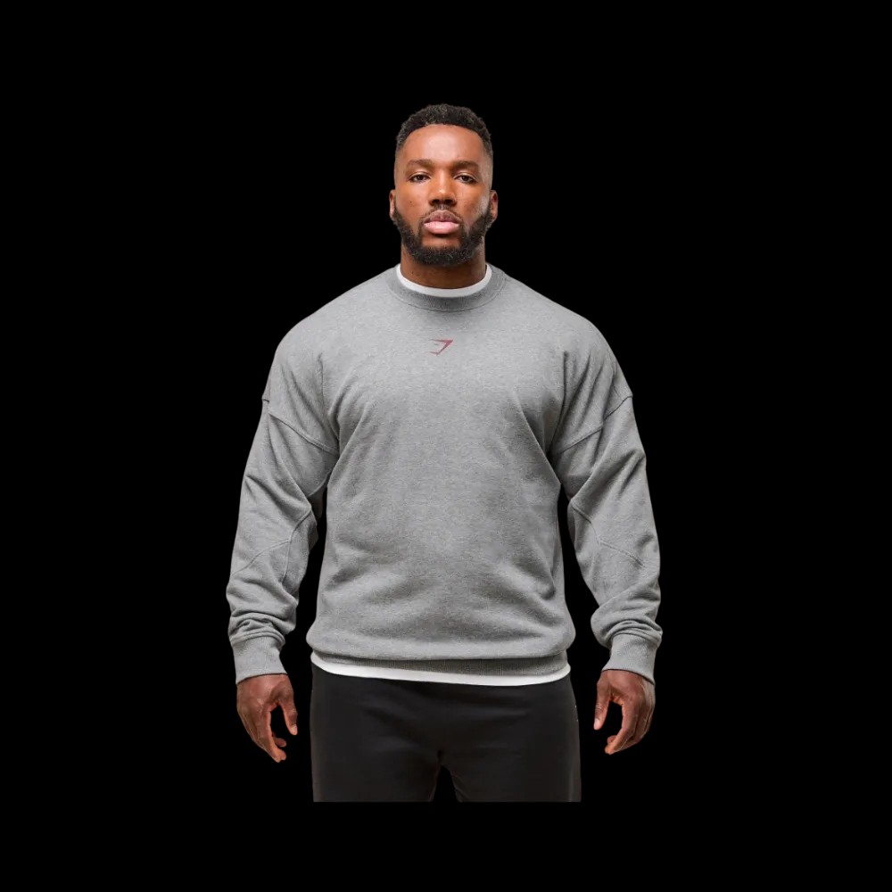 Gymshark Power Crew Oversized Fit Charcoal Core Marl - HypeFly India View 4