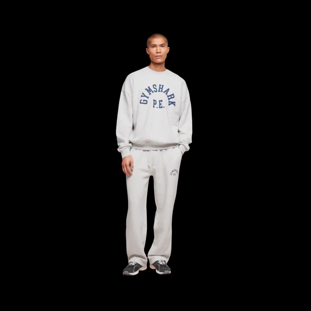 Gymshark Phys Ed Crew Oversized Fit Light Grey Marl - HypeFly India View 2