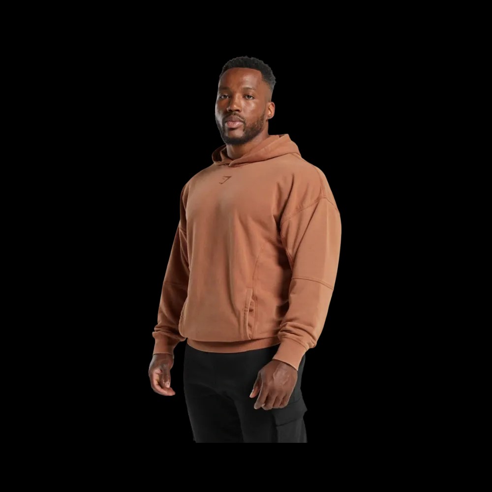 Gymshark Heritage Washed Hoodie Oversized Fit Canyon Brown - HypeFly India View 2