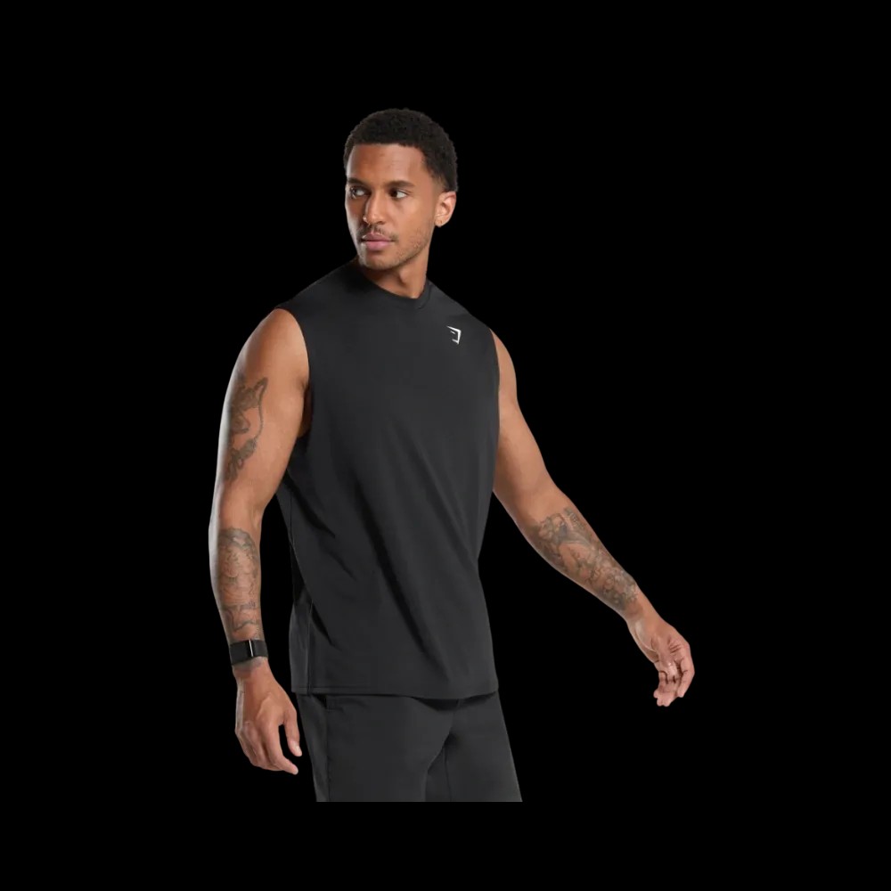 Gymshark Oversized Performance Tank Oversized Fit Black - HypeFly India View 3