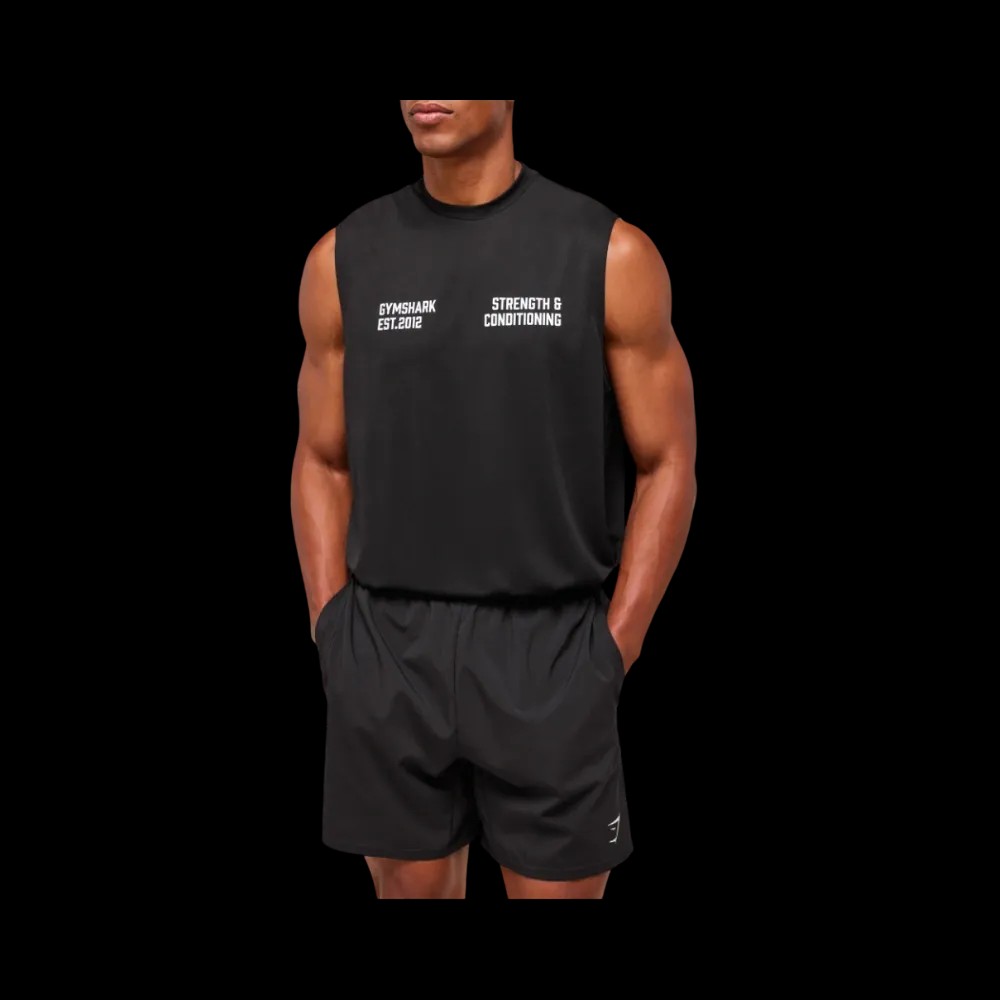 Gymshark GFX Conditioning 5 OS Synthetic Cut Off Oversized Fit Black - HypeFly India View 5