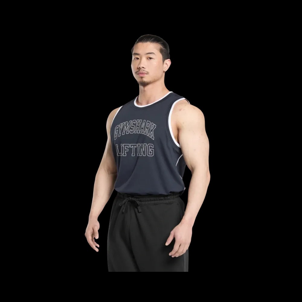 Gymshark Mesh Tank Regular Fit Heavy Blue - HypeFly India View 3