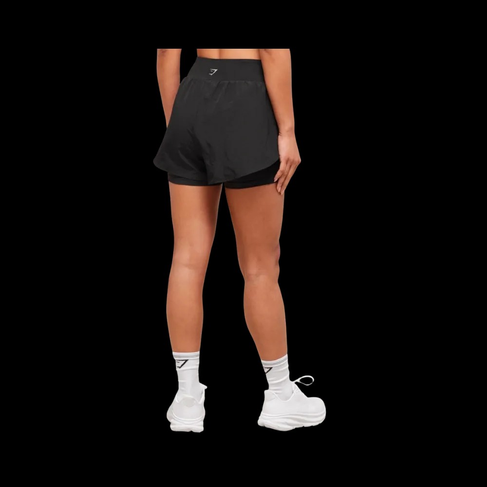 Gymshark Running 2-in-1 Shorts Black - HypeFly India View 2
