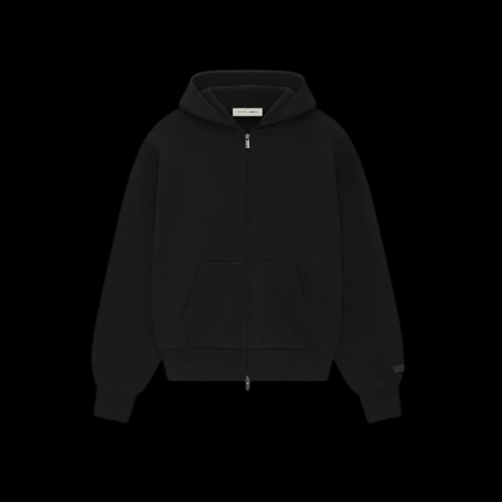 Fear Of God Essentials SS25 Classic Full Zip Up Hoodie Jet Black - HypeFly India View 3