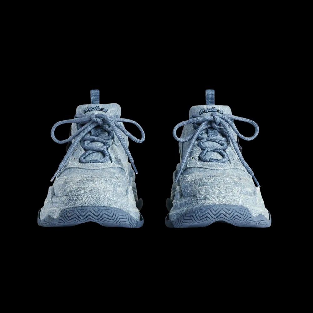 Balenciaga Triple S Canvas Sneaker In Blue - HypeFly India View 4