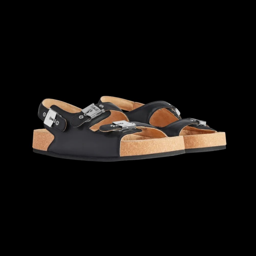 Balenciaga I Scholl Flat Sandal In Black - HypeFly India View 5