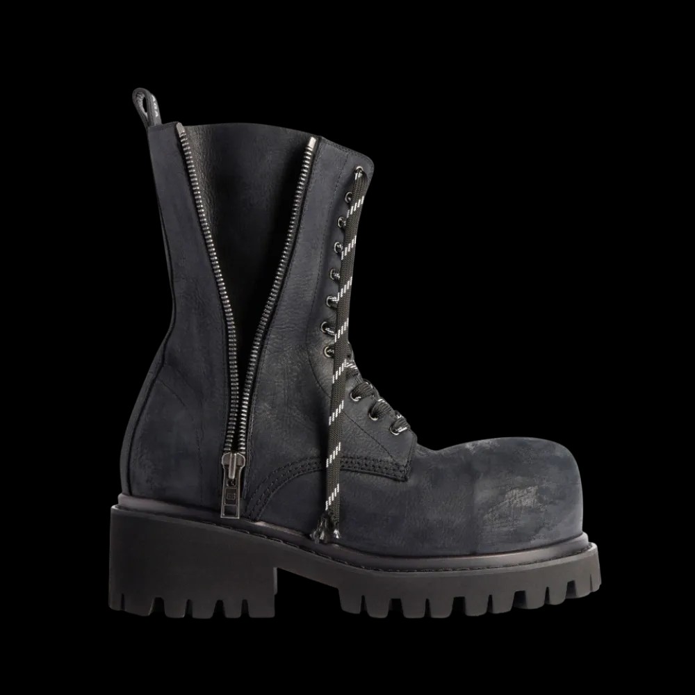 Balenciaga Stomper Zipped Bootie In Black - HypeFly India View 1