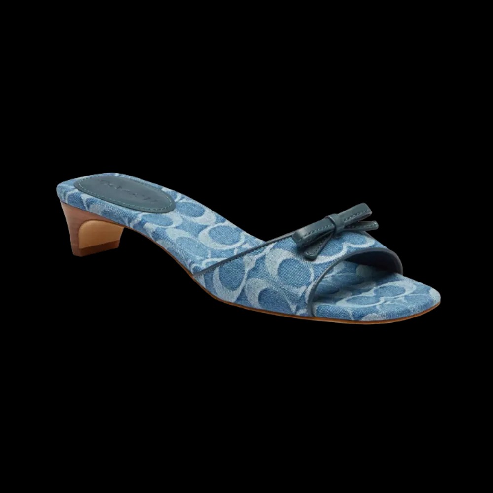 Coach Bow Kitten Heel In Signature Denim - HypeFly India View 3