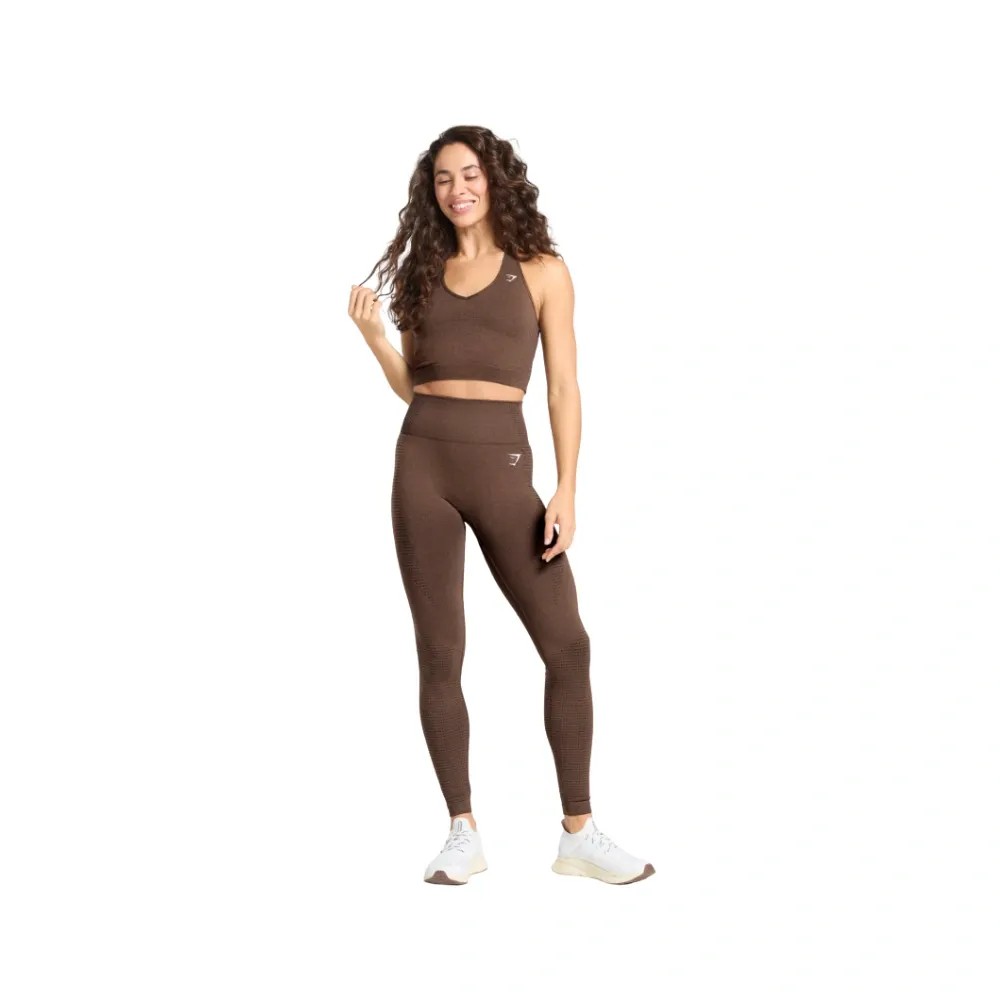 Gymshark Vital Halter Neck Tank With Shelf Crop Top Espresso Marl - HypeFly India View 5