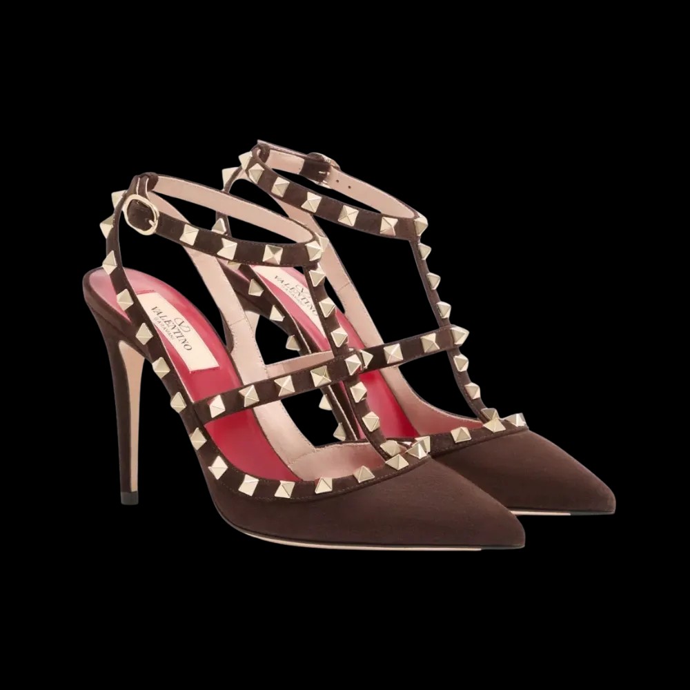 Valentino Rockstud Suede Pumps 100mm Ebony - HypeFly India View 3