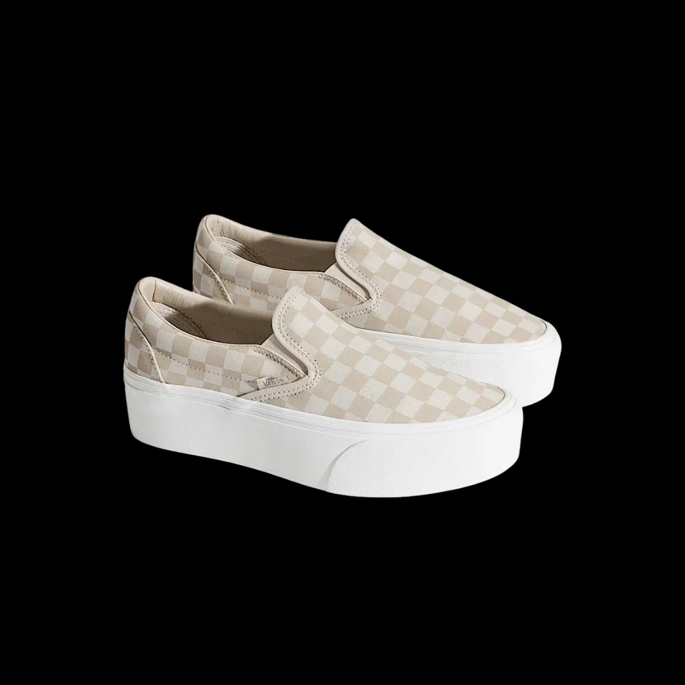 Vans Classic Slip-On Checkerboard Platform Shoe Checkerboard Mushroom Brown - HypeFly India View 5