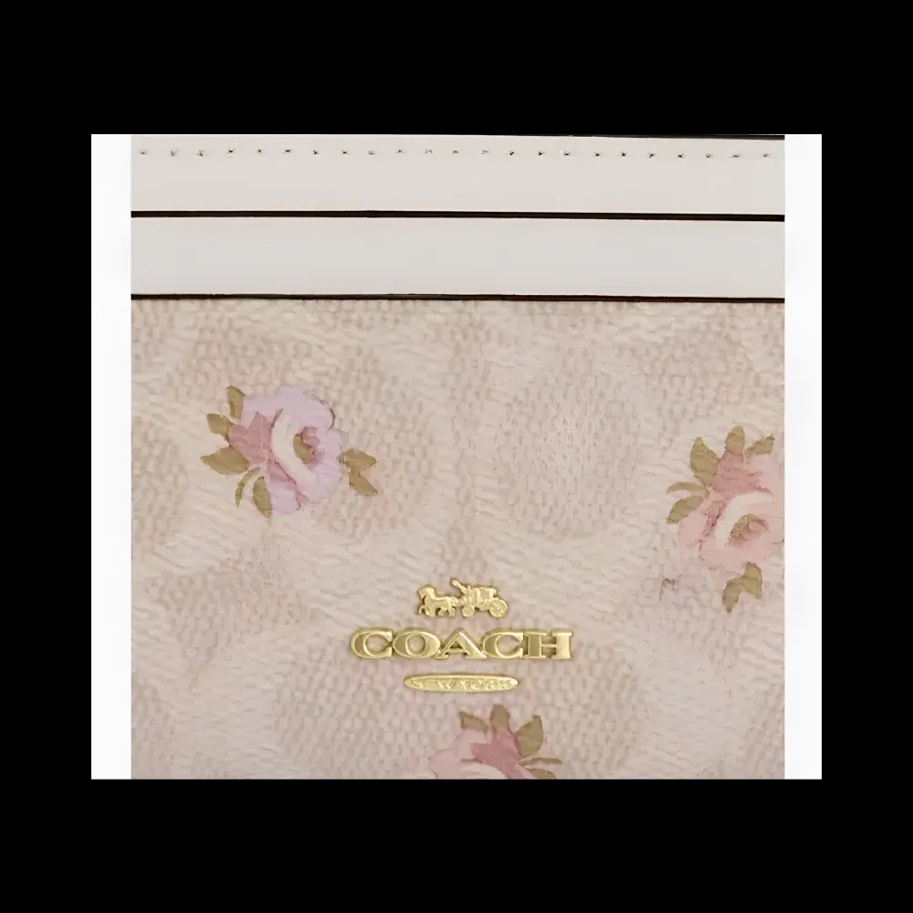 Coach Mini Skinny Id Case In Signature Canvas With Floral Print Gold/Sand Multi - HypeFly India View 2