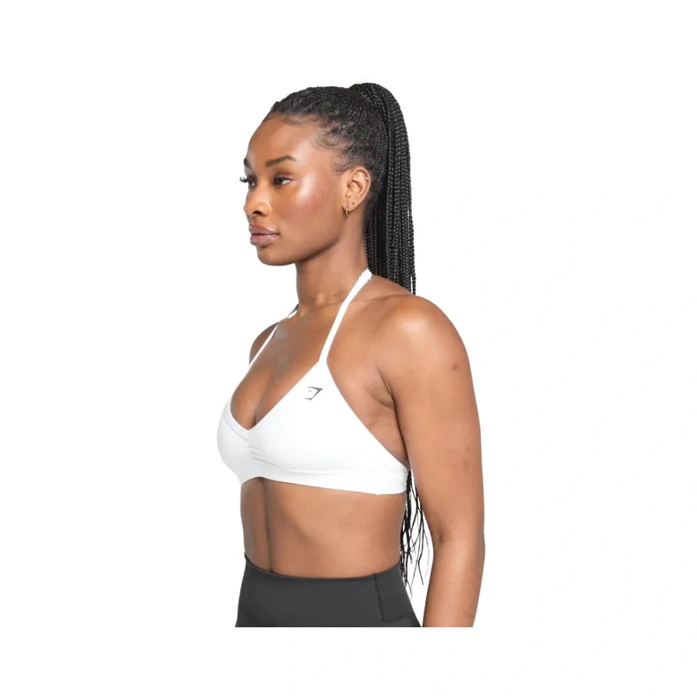 Gymshark Minimal Halterneck Sports Bra - Light Support White - HypeFly India View 3
