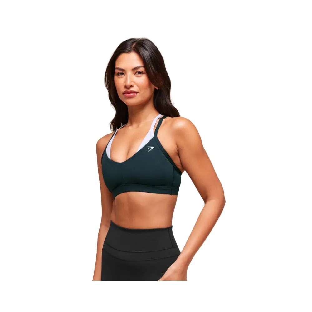 Gymshark Double Up Sports Bra - Medium Support Deep Petrol Blue/Smoke Blue - HypeFly India View 3