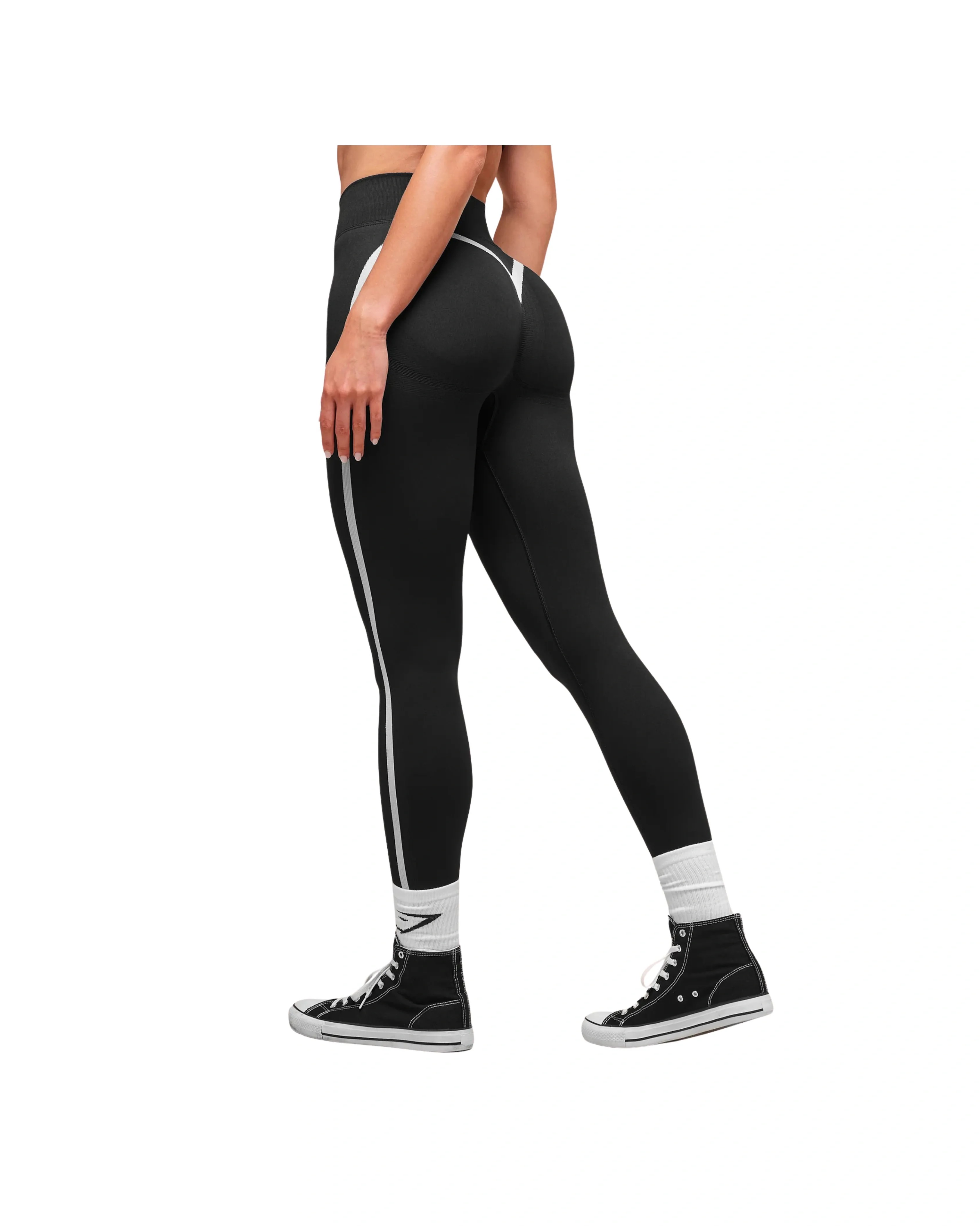 Gymshark Lift Varsity Seamless Leggings Black - HypeFly India View 3