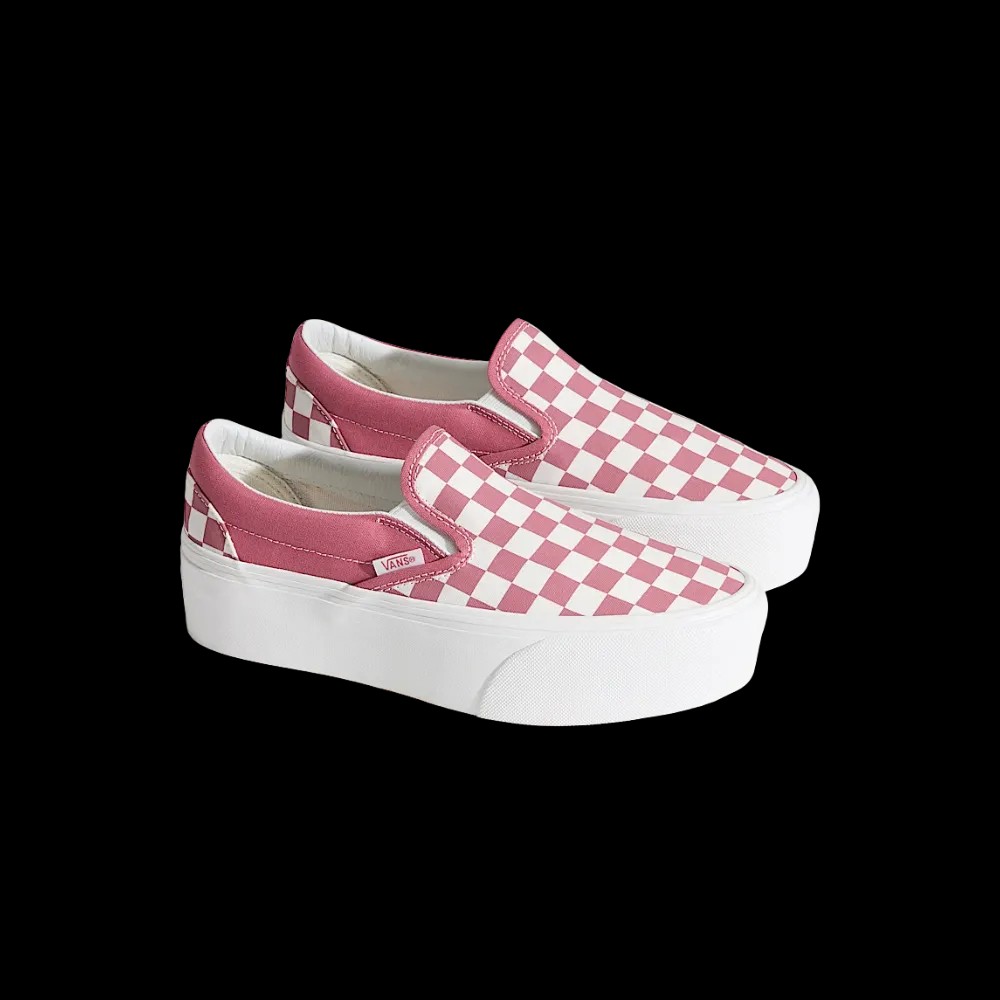 Vans Classic Slip-On Checkerboard Platform Shoe Mauvewood Pink - HypeFly India View 5