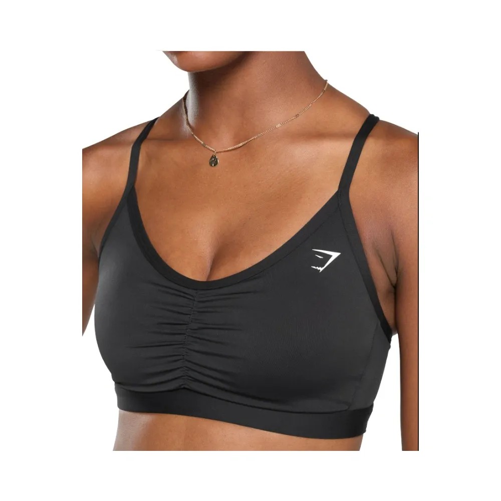 Gymshark Ruched Sports Bra - Medium Support Black - HypeFly India View 3