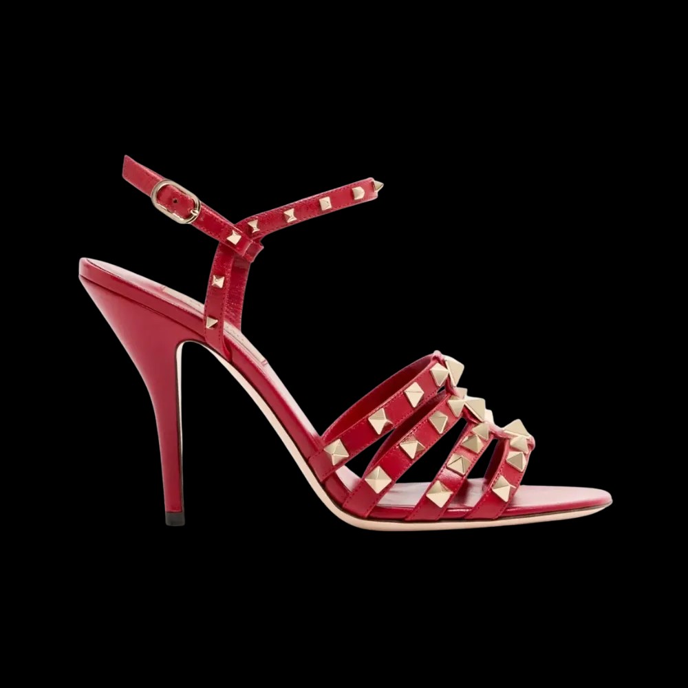 Valentino Rockstud Kidskin Sandal 100mm Red - HypeFly India View 1