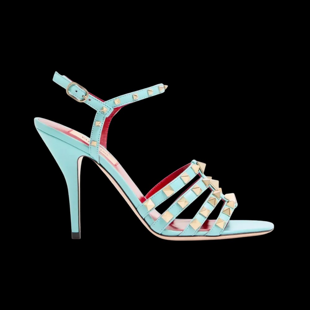Valentino Rockstud Kidskin Sandal 100mm Azure - HypeFly India View 1