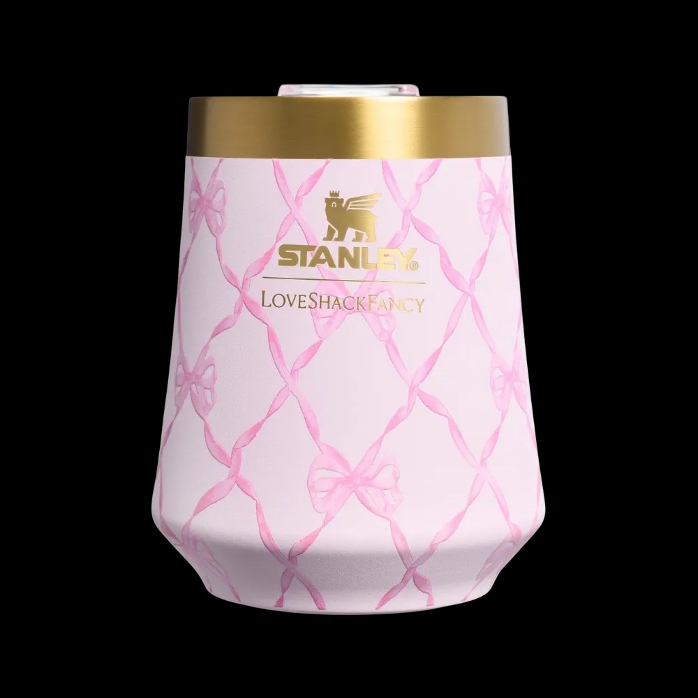 Stanley 1913 x LoveShackFancy Holiday Reserve All Day Wine Set (34OZ) Baby Bow Pink Peppermint - HypeFly India View 3