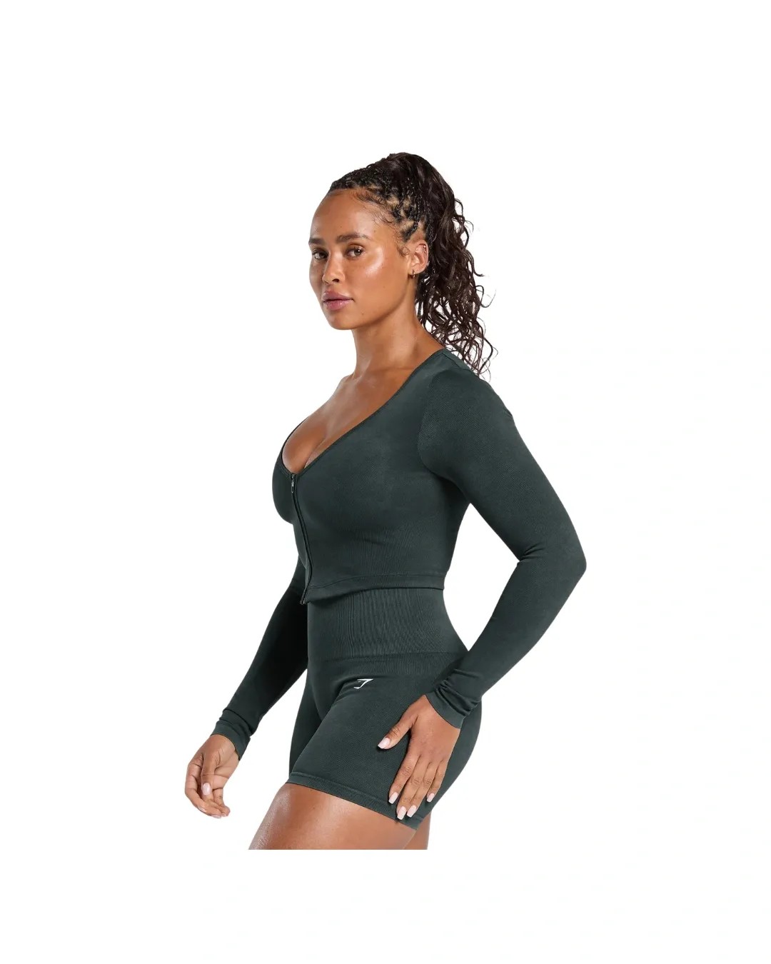 Gymshark Gains Seamless Washed Zip Up Jacket Black - HypeFly India View 3