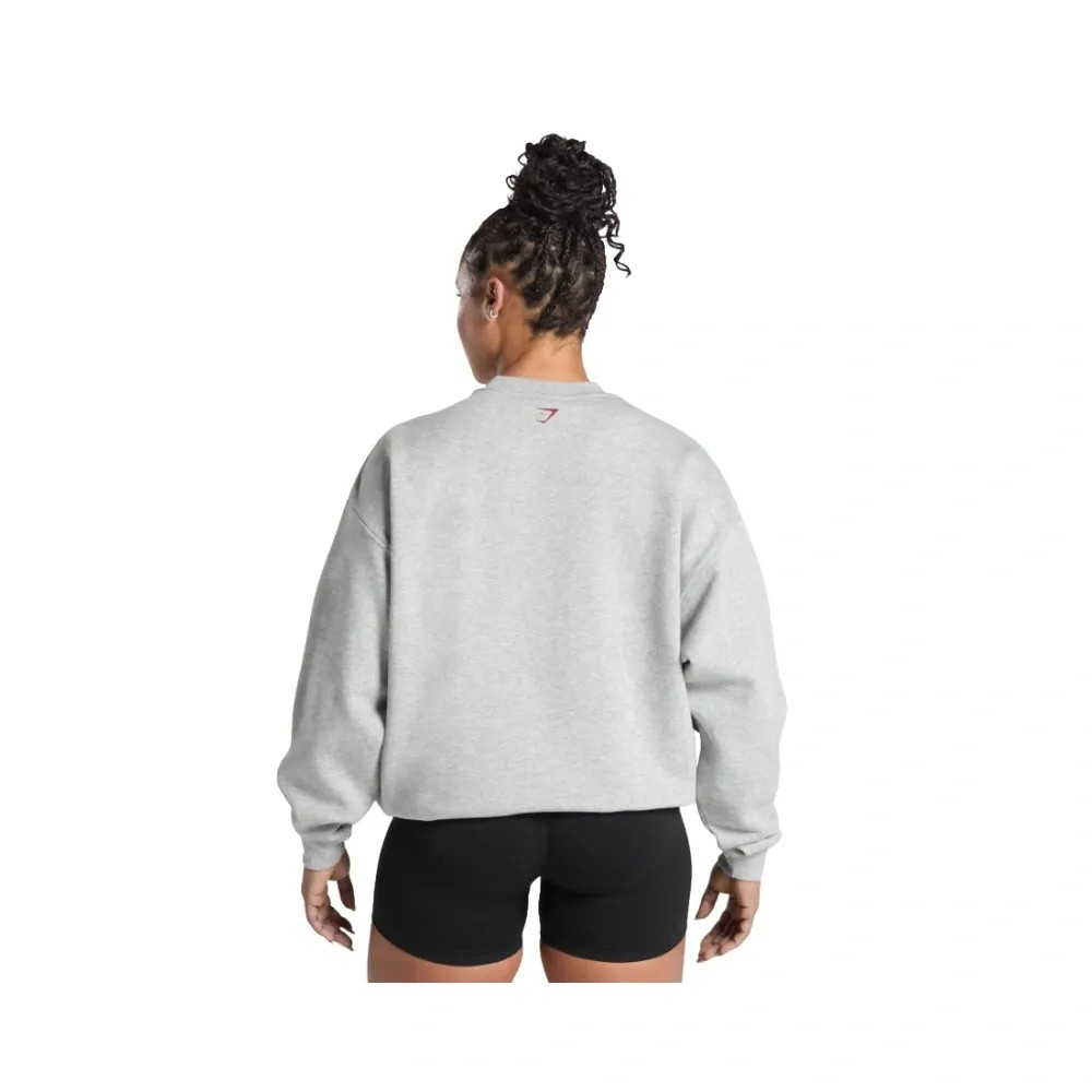Gymshark Lifting Essentials Graphic Brushed Oversized Sweatshirt Light Grey Core Marl - HypeFly India View 2