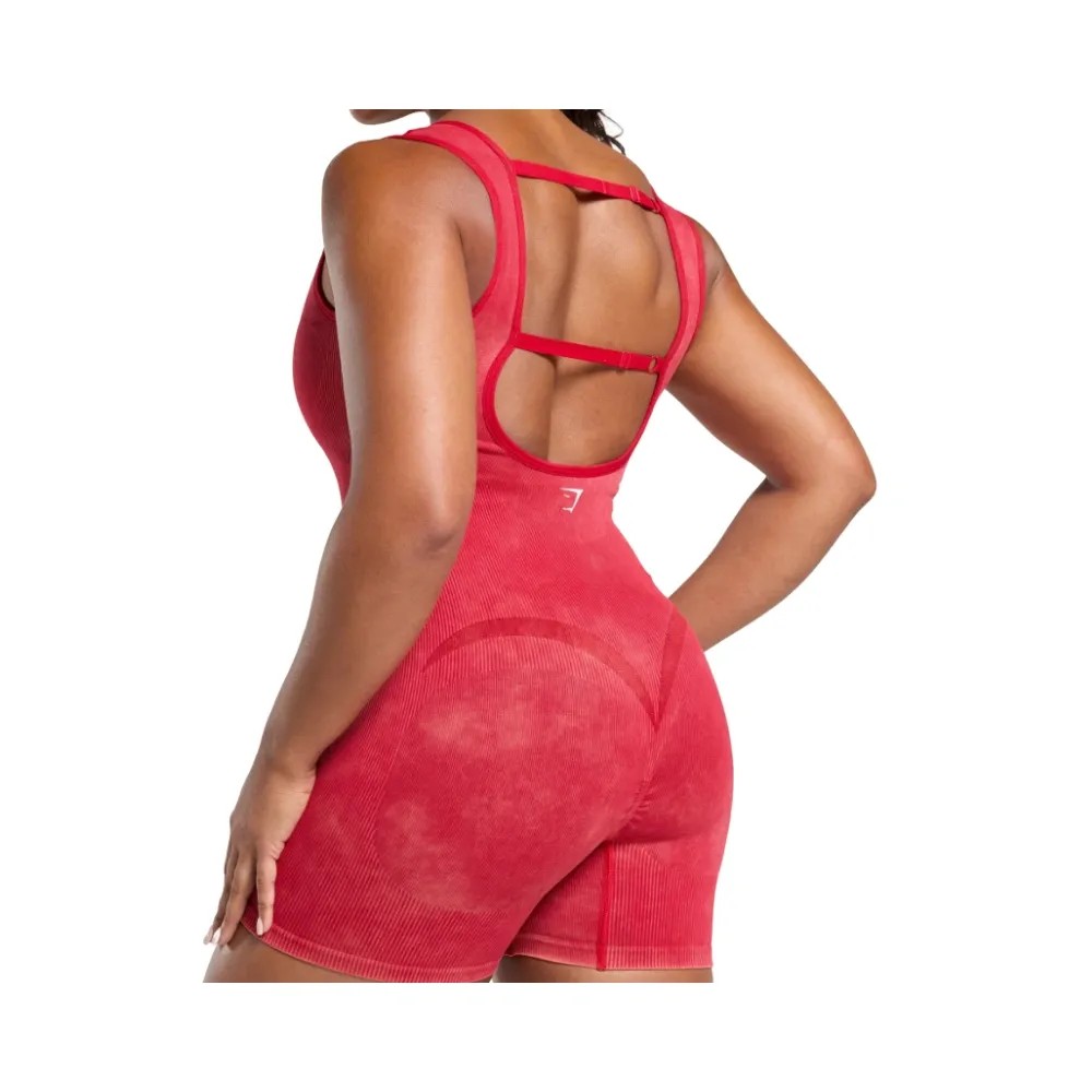 Gymshark Gains Seamless All-In-One Bodysuit Carmine Red - HypeFly India View 4