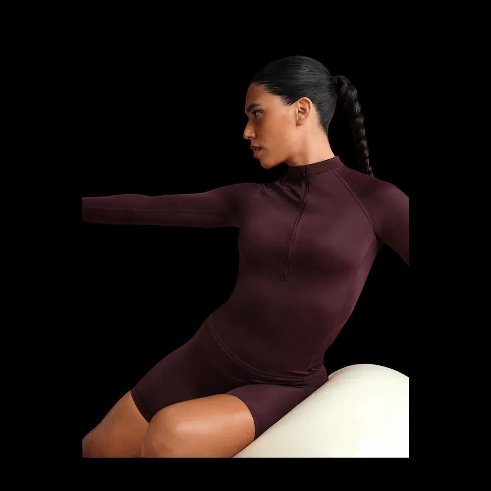 Nike x Skims Shine Women's Long-Sleeve Half-Zip Top CURRANT - HypeFly India View 2