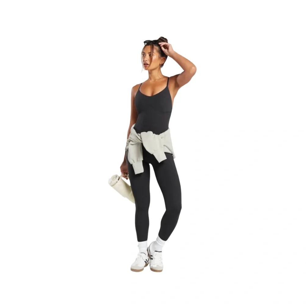 Gymshark Strappy All in One Full length Bodysuit Black - HypeFly India View 5