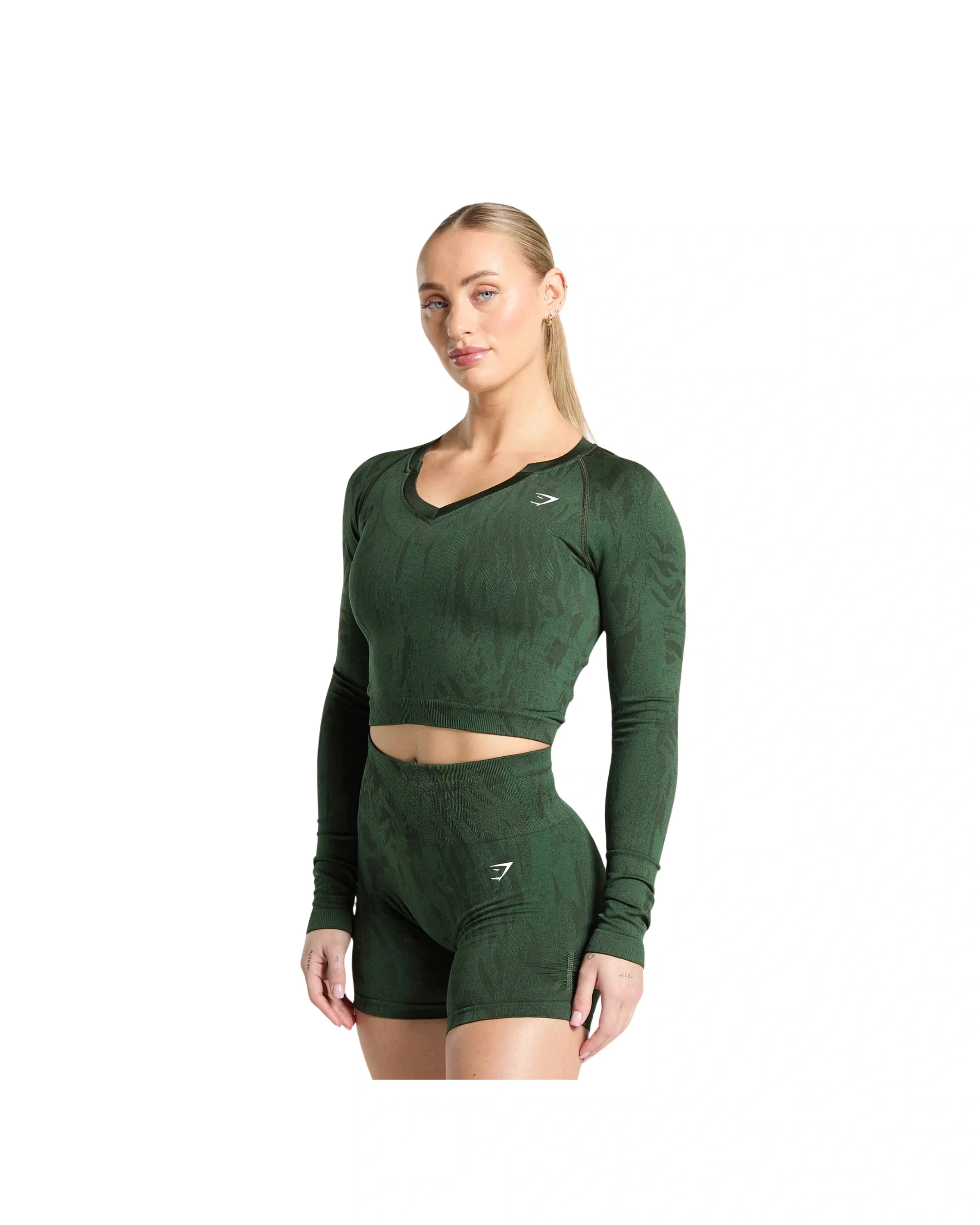Adapt Camo Seamless Long Sleeve Top Body fit Trail Green/Classic Green - HypeFly India View 3